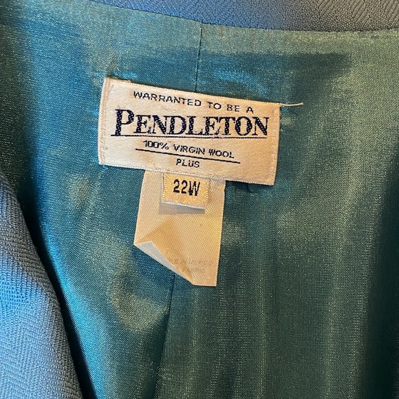 Pendleton 100% virgin wool 22W plus size blue suit coat  pant set - Picture 11 of 17